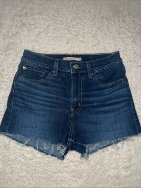 Levi's Dark Blue Raw Hem Denim Shorts